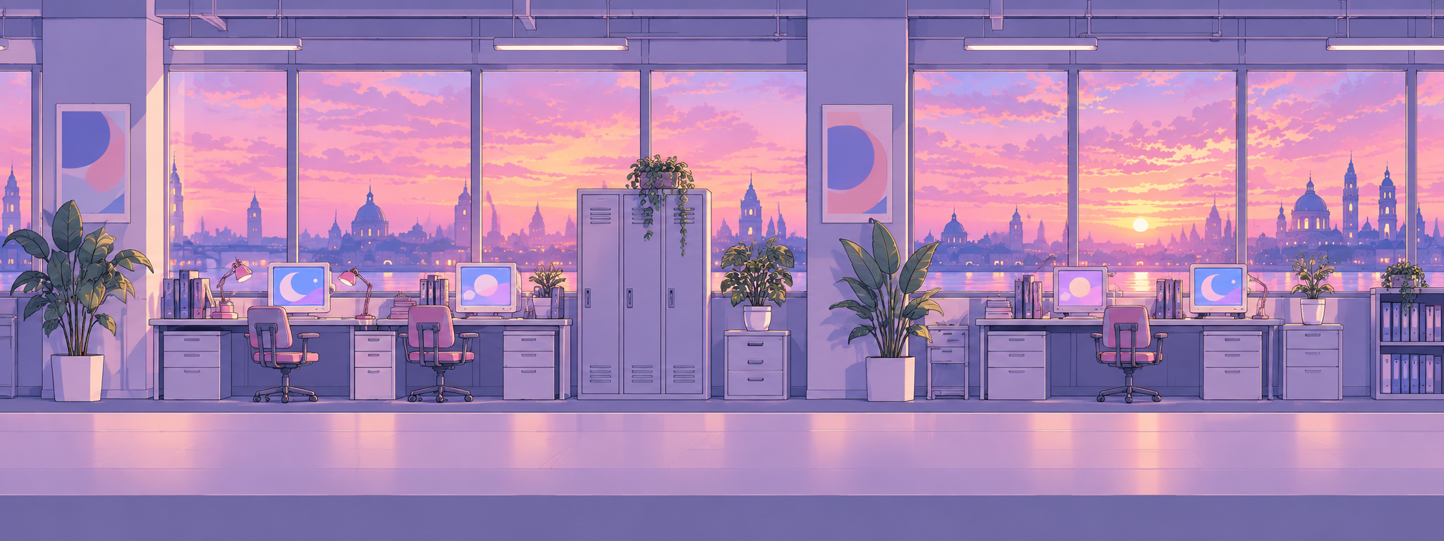 The office from the anime game Until Friday